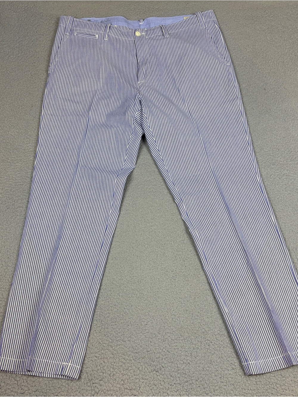 Polo Ralph Lauren Seersucker Pants 38x32 Blue White Striped Cotton Naval Tailors